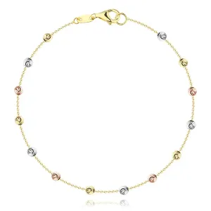 Narukvica od 14K kombiniranog zlata - perle od bijelog, roze i žutog zlata, lukovi