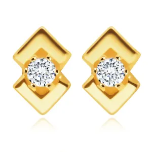585 dijamantne naušnice od žutog zlata - okrugli briljanti, dva sjajna trokuta
