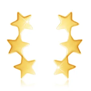 9K zlatne naušnice – tri povezane sjajne zvijezde