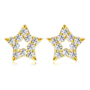 Dijamantne naušnice napravljene od 585 žutog zlata - vanjska linija zvijezde, okrugli briljanti, klinovi