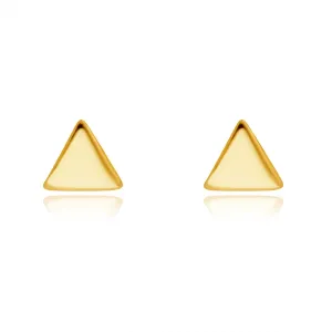 Naušnice od 14K žutog zlata - sjajni zakrivljeni jednakostranični trokut