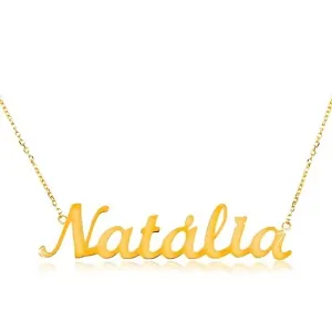 14K zlatna ogrlica - tanki lančić sa ovalnim karikama, sjajni privjesak Natalia