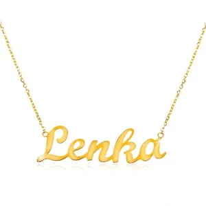 585 zlatna prilagodljiva ogrlica sa imenom Lenka, fini svjetlucavi lančić