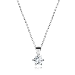 Briljantna ogrlica od 14k bijelog zlata - okrugli dijamant u košarici sa šest krakova