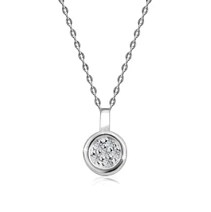 Dijamantna ogrlica u bijelom 375 zlatu - sjajni krug ukrašen sa briljantima