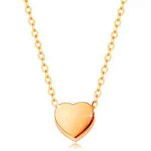 Ogrlica od 14K žutog zlata - sjajno pravilno srce, lančić od ovalnih karikica