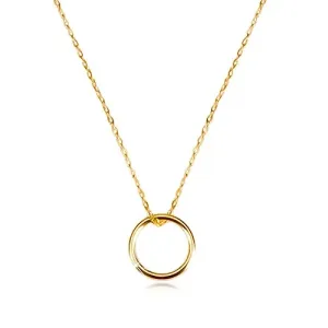 Ogrlica od 585 žutog zlata - lančić od ovalnih karika, sjajni prsten