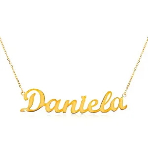 Ogrlica od žutog 14 karatnog zlata - tanki lančić, sjajni privjesak - ime Daniela