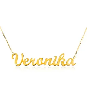 Ogrlica od žutog 14 karatnog zlata - tanki lančić, sjajni privjesak Veronika