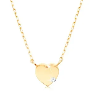 Ogrlica od žutog 14K zlata, svjetlucavi lančić, malo srce s cirkonom
