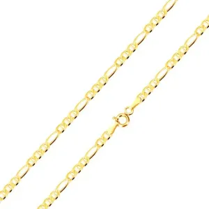 585 zlatni lančić - Figaro dizajn, ovalne karike odvojene štapićem, 500 mm