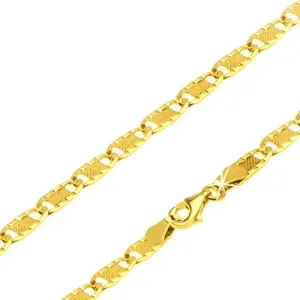 Zlatni lančić - ukrasne plosnate užljebljene karike, rešetka, 550 mm