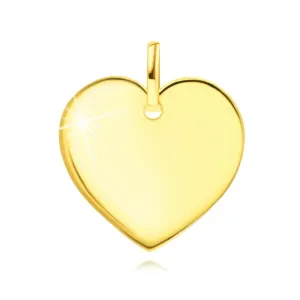375 Žuto zlato - privjesak - plosnato kristalno - sjajno srce