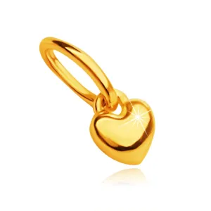 9K zlatni privjesak - srce sa glatkom i kristalno - poliranom površinom, 3mm
