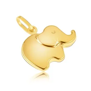 Privjesak od 14K žutog zlata - mali svjetlucavi zaobljeni slonić