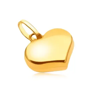Privjesak od 14K žutog zlata - svjetlucavo glatko srce pravilnog oblika