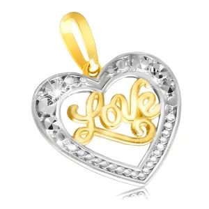 Privjesak od 585 zlata – sjajno srce sa natpisom “Love“