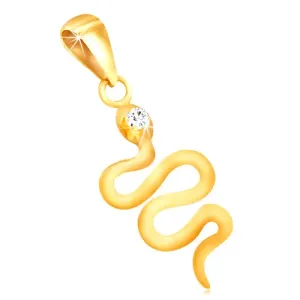 Privjesak od 9K zlata – valovita zmija sa cirkonskom glavom