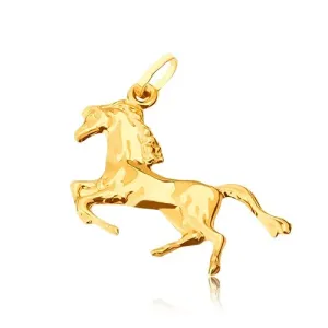 Privjesak od zlata 585 - sjajni konj koji stoji na zadnjim nogama