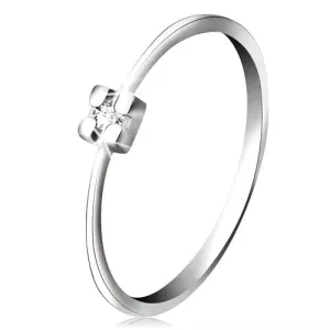 14K bijeli zlatni prsten - prozirni dijamant u kvadratnom postolju - Veličina: 49