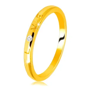 14K Dijamantni prsten od žutog zlata - natpis 