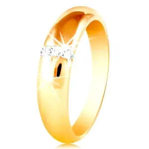 14K vjenčani prsten od žutog zlata sa zaobljenom površinom i okomitom cirkonskom linijom - Veličina: 51