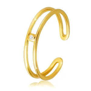 14K Zlatni prsten - otvorena linija krakova , ukrašen sa cirkonima - Veličina: 54