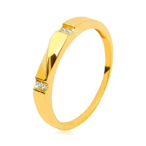 585 Zlatni prsten - prozirni cirkoni, sjajni val, glatka krakovi, 3 mm - Veličina: 60