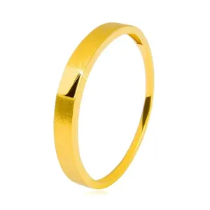 585 zlatni prsten - sjajni glatki pravokutnik, krakovi sa satenskim premazom, 2,5 mm - Veličina: 49