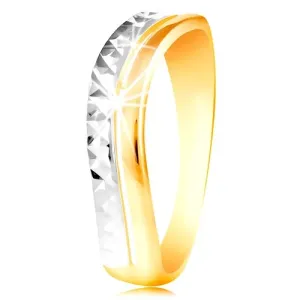 585 zlatni prsten - val od bijelog i žutog zlata, svjetlucava brušena površina - Veličina: 51