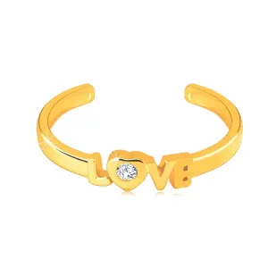 Dijamantni prsten od žutog 14K zlata s otvorenim krakovima - s natpisom 