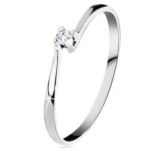 Prsten od 14K bijelog zlata - svjetlucavi prozirni dijamant u sjajnom postolju - Veličina: 49