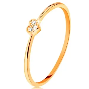Prsten od 14K žutog zlata - srce ukrašeno okruglim prozirnim cirkonima - Veličina: 49