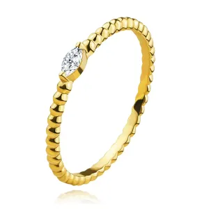 Prsten od 14K žutog zlata - zrnati cirkon, kuglasto rame - Veličina: 49