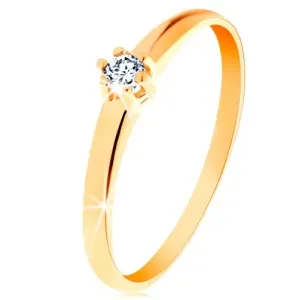 Prsten od zlata 585 - okrugli dijamant prozirne boje u postolju sa šest iglica - Veličina: 59