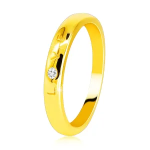 Prsten od žutog zlata 585 - natpis 