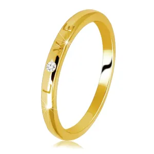 Prsten u žutom 585 zlatu - prsten sa ugraviranim natpisom 