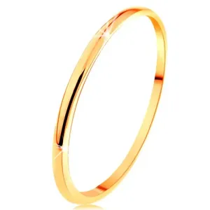Tanak vjenčani prsten od 14K žutog zlata, glatka i blago izbočena površina - Veličina: 61