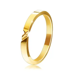 Zlatni prsten 14K - dva ureza i glatki krakovi - Veličina: 49