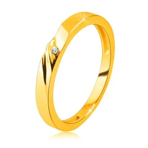Zlatni prsten od 14K zlata – prsten s finim čvorovima, mali cirkon - Veličina: 51