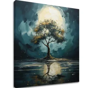 Moderni zidni dekor Drvo mjesečeve noći - PREMIUM ART (Zbirka)