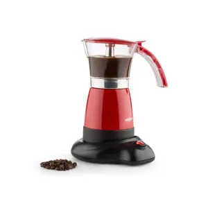OneConcept FUNPRESSO, električno kuhalo za espresso kavu, za 6 šalica, 300 ml, crvena