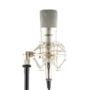 OneConcept MIC-700, srebrni, studijski mikrofon, Ø 34 mm, univerzalni, pauk, zaštita protiv vjetra, XLR
