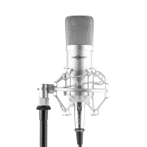 OneConcept Mic-700, studijski mikrofon, Ø 34 mm, kardioidni, pauk, zaštita protiv vjetra, XLR, srebrni