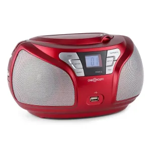 OneConcept Groovie BK, crvena, Boombox s bluetoothom FM CD MP3 AUX