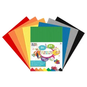 Valoviti papir u boji A4 - set 8 komada (valoviti karton u)
