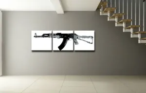 Ručno slikane slike na platnu na platnu POP Art Kalashnikov 3-dijelna ()