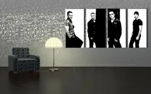 Ručno slikane slike na platnu na platnu POP Art U2 in Black 4-dijelna  () #204821