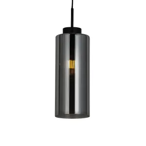 Art Deco viseća lampa crna sa dimnim staklom - Laura