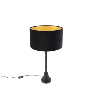 Art deco stolna svjetiljka s baršunastom sjenilom crna 35 cm - Pisos